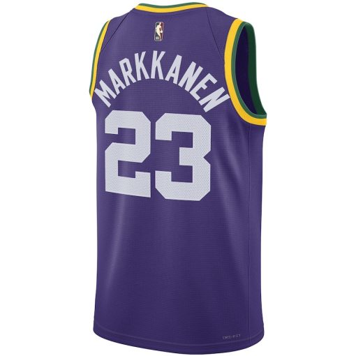 Nike Utah Jazz #23 Lauri Markkanen Unisex 2023/24 Swingman Replica Jersey - Classic Edition - Purple - Image 2