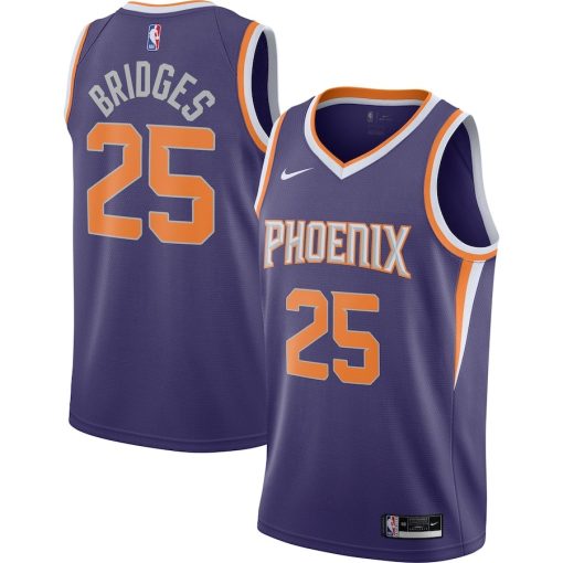 Nike Phoenix Suns #25 Mikal Bridges 2020/21 Swingman Player Jersey - Icon Edition - Purple - Image 3