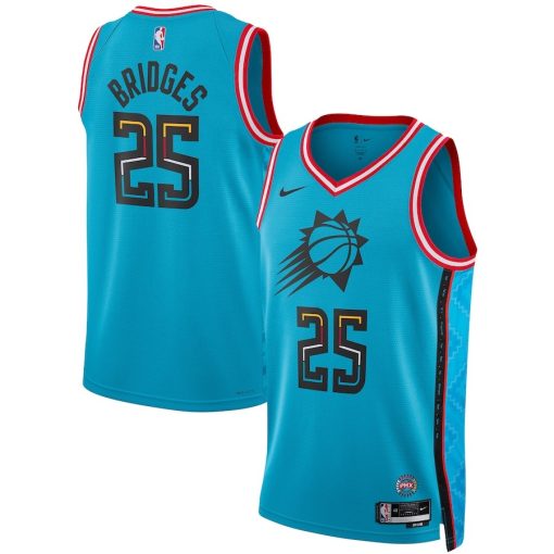 Nike Phoenix Suns #25 Mikal Bridges Unisex 2022/23 Swingman Jersey - City Edition - Turquoise - Image 3