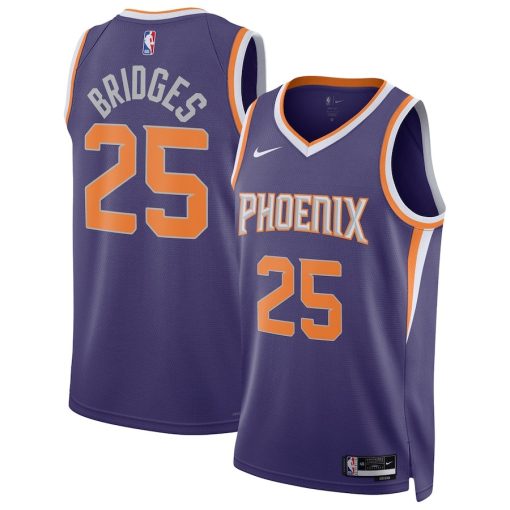 Nike Phoenix Suns #25 Mikal Bridges Unisex Swingman Jersey - Icon Edition - Purple - Image 3