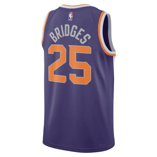 Nike Phoenix Suns #25 Mikal Bridges Unisex Swingman Jersey - Icon Edition - Purple - Image 2