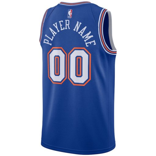 Jordan New York Knicks #00 Swingman Custom Jersey - Statement Edition - Blue - Image 2
