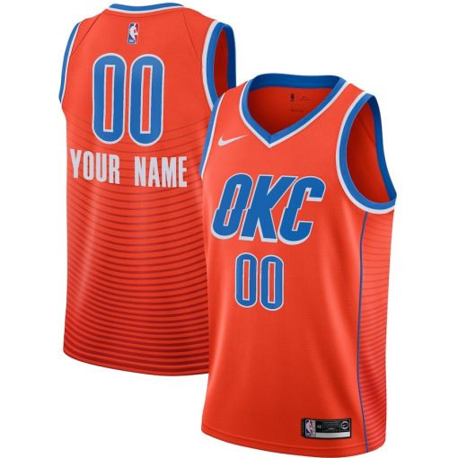 Jordan Oklahoma City Thunder #00 Swingman Custom Jersey - Statement Edition - Orange - Image 3