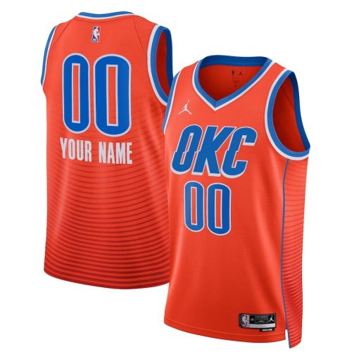 Jordan Oklahoma City Thunder #00 Unisex 2022/23 Swingman Custom Jersey - Statement Edition - Orange - Image 3