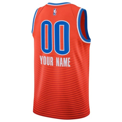 Jordan Oklahoma City Thunder #00 Unisex 2022/23 Swingman Custom Jersey - Statement Edition - Orange - Image 2