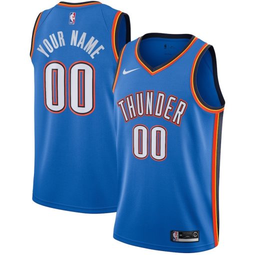 Nike Oklahoma City Thunder #00 Custom Swingman Jersey - Icon Edition - Blue - Image 3