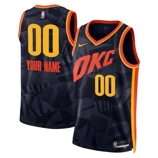 Nike Oklahoma City Thunder #00 Unisex 2023/24 Custom Swingman Jersey - Navy - City Edition - Image 3