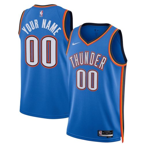 Nike Oklahoma City Thunder #00 Unisex Swingman Custom Jersey Blue - Icon Edition - Image 3