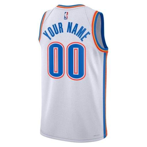 Nike Oklahoma City Thunder #00 Unisex Swingman Custom Jersey White - Association Edition - Image 2
