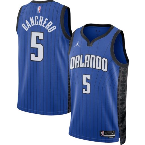 Jordan Orlando Magic #5 Paolo Banchero Unisex Swingman Jersey - Statement Edition - Blue - Image 3