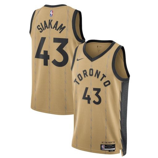 Nike Toronto Raptors #43 Pascal Siakam Unisex 2023/24 Swingman Jersey - Gold - City Edition - Image 3