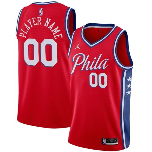 Jordan Philadelphia 76ers #00 Swingman Custom Jersey - Statement Edition - Red - Image 3