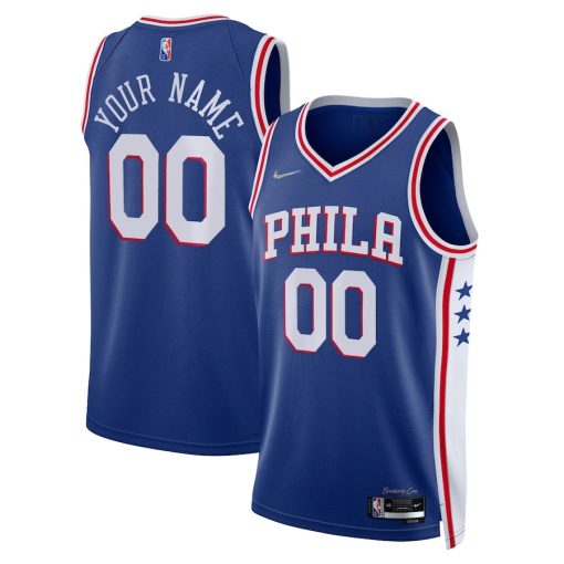 Nike Philadelphia 76ers #00 2021/22 Diamond Swingman Custom Jersey - Icon Edition - Royal - Image 3