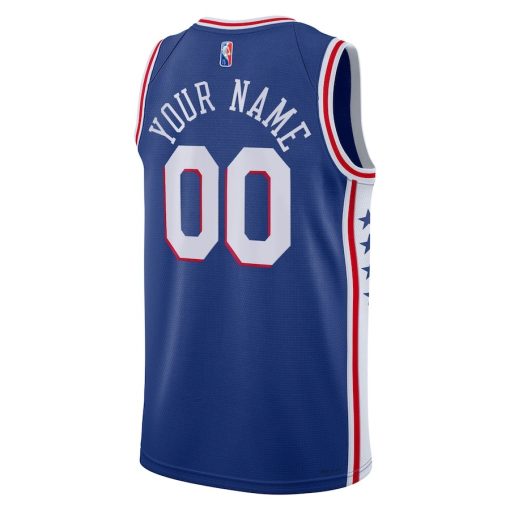 Nike Philadelphia 76ers #00 2021/22 Diamond Swingman Custom Jersey - Icon Edition - Royal - Image 2