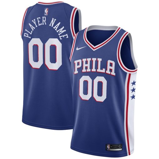 Nike Philadelphia 76ers #00 Swingman Custom Jersey Blue - Icon Edition - Image 3