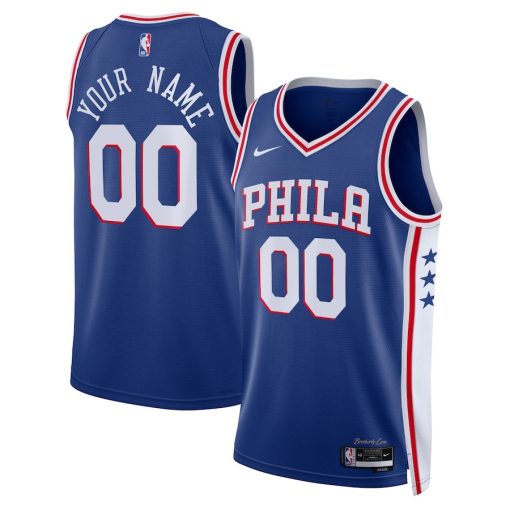 Nike Philadelphia 76ers #00 Unisex 2022/23 Swingman Custom Jersey Royal - Icon Edition - Image 3