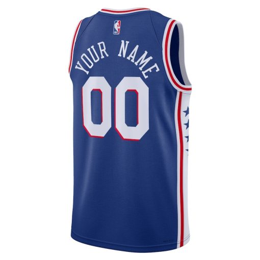 Nike Philadelphia 76ers #00 Unisex 2022/23 Swingman Custom Jersey Royal - Icon Edition - Image 2