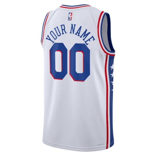 Nike Philadelphia 76ers #00 Unisex 2022/23 Swingman Custom Jersey White - Association Edition - Image 2