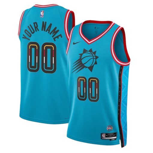 Nike Phoenix Suns #00 Unisex 2022/23 Swingman Custom Jersey - City Edition - Turquoise - Image 3