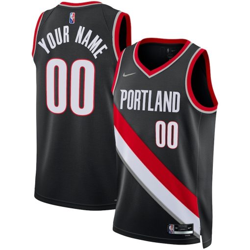 Nike Portland Trail Blazers #00 2021/22 Diamond Swingman Custom Jersey - Icon Edition - Black - Image 3