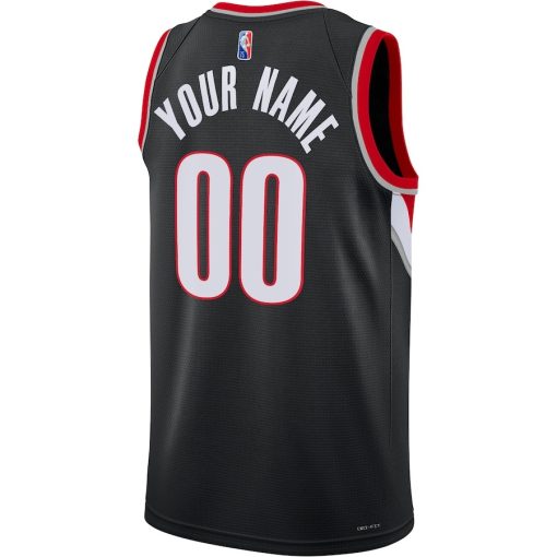 Nike Portland Trail Blazers #00 2021/22 Diamond Swingman Custom Jersey - Icon Edition - Black - Image 2