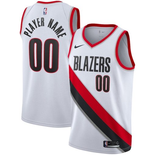 Nike Portland Trail Blazers #00 2020/21 Swingman Custom Jersey - Association Edition - White - Image 3