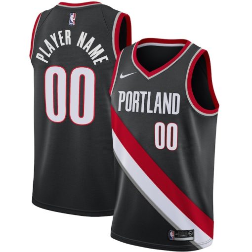 Nike Portland Trail Blazers #00 Swingman Custom Jersey Black - Icon Edition - Image 3