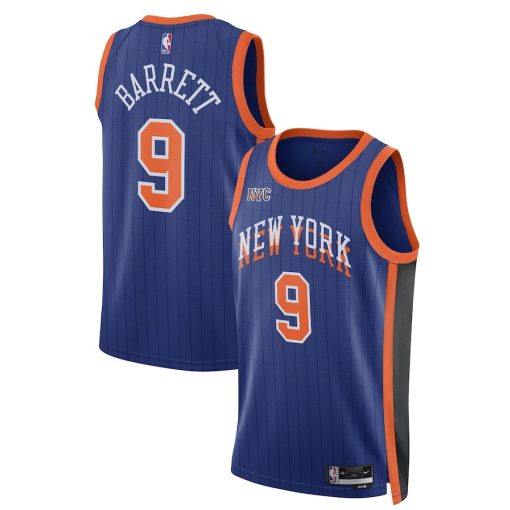 Nike New York Knicks #9 RJ Barrett  Unisex 2023/24 Swingman Jersey - Blue - City Edition - Image 3