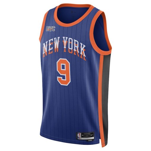 Nike New York Knicks #9 RJ Barrett  Unisex 2023/24 Swingman Jersey - Blue - City Edition