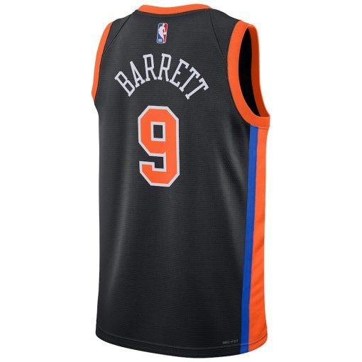 Nike New York Knicks #9 RJ Barrett Unisex 2022/23 Swingman Jersey - City Edition - Black - Image 2