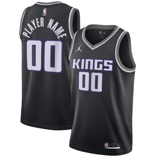 Jordan Sacramento Kings #00 Swingman Custom Jersey - Statement Edition - Black - Image 3