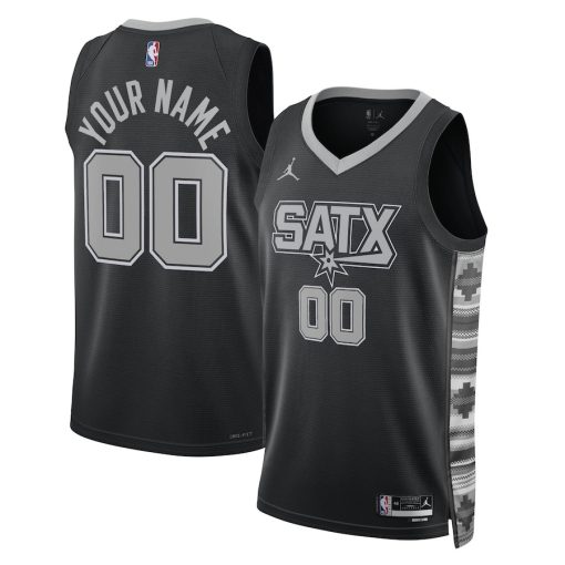 Jordan San Antonio Spurs #00 Unisex 2022/23 Swingman Custom Jersey - Statement Edition - Black - Image 3