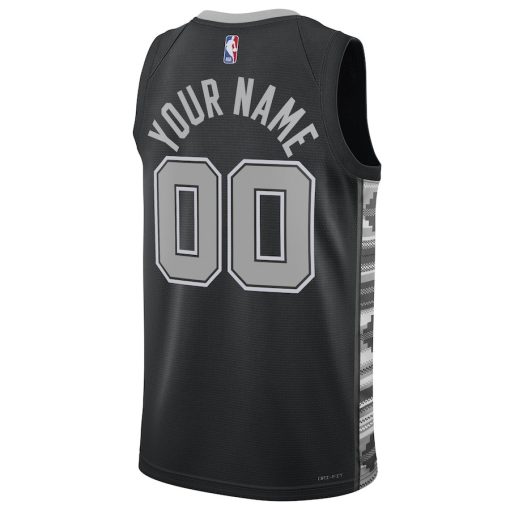 Jordan San Antonio Spurs #00 Unisex 2022/23 Swingman Custom Jersey - Statement Edition - Black - Image 2