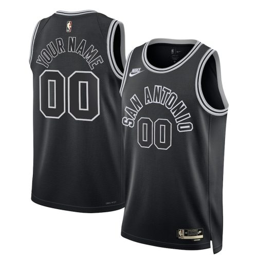 Nike San Antonio Spurs #00 Unisex 2022/23 Custom Swingman Jersey - Classic Edition - Black - Image 3