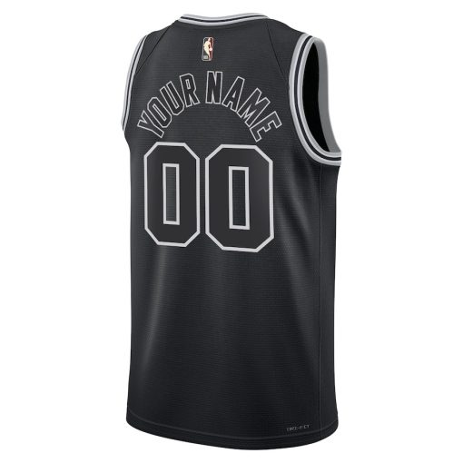 Nike San Antonio Spurs #00 Unisex 2022/23 Custom Swingman Jersey - Classic Edition - Black - Image 2