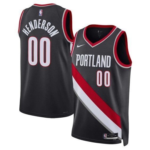 Nike Portland Trail Blazers #00 Scoot Henderson Unisex 2023 NBA Draft Swingman Jersey - Icon Edition - Black - Image 3
