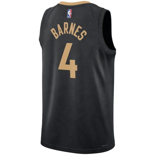 Nike Toronto Raptors #4 Scottie Barnes Unisex 2022/23 Swingman Jersey - City Edition - Black - Image 2