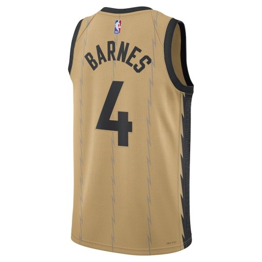 Nike Toronto Raptors #4 Scottie Barnes Unisex 2023/24 Swingman Jersey - Gold - City Edition - Image 2