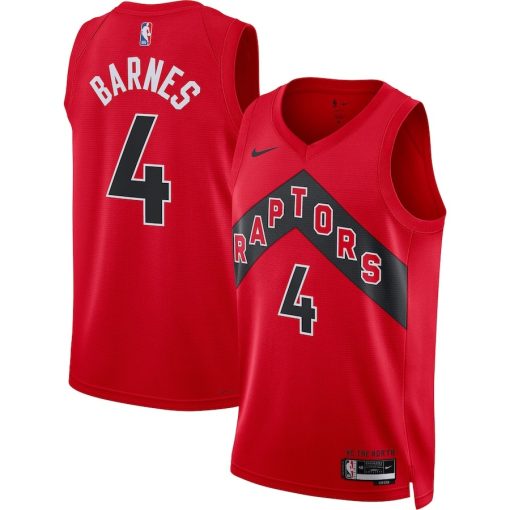 Nike Toronto Raptors #4 Scottie Barnes Unisex Swingman Jersey - Icon Edition - Red - Image 3