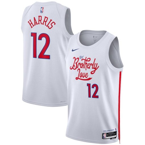 Nike Philadelphia 76ers #12 Tobias Harris Unisex 2022/23 Swingman Jersey - City Edition - White - Image 3