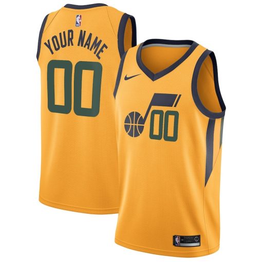 Nike Utah Jazz #00 Swingman Custom Jersey - Statement Edition - Gold - Image 3