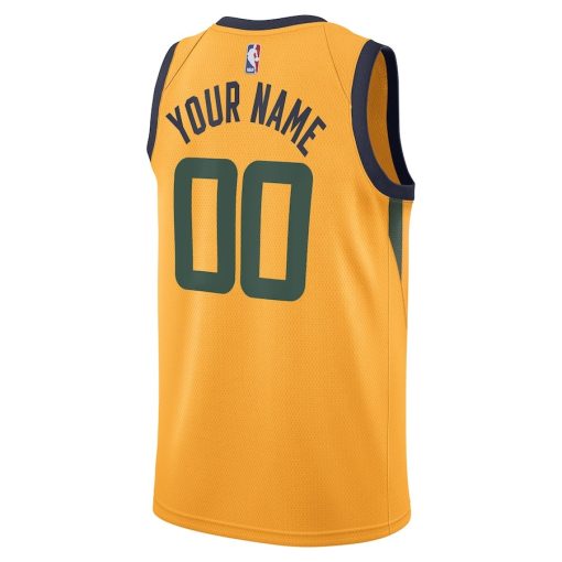 Nike Utah Jazz #00 Swingman Custom Jersey - Statement Edition - Gold - Image 2