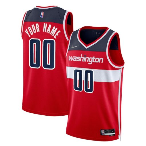 Nike Washington Wizards #00 2021/22 Diamond Swingman Custom Jersey - Icon Edition - Red - Image 3