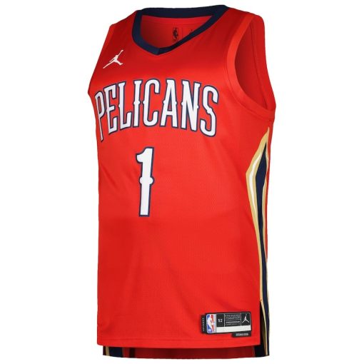 Jordan New Orleans Pelicans #1 Zion Williamson Swingman Player Jersey - Statement Edition - Red