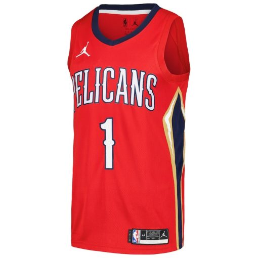 Jordan New Orleans Pelicans #1 Zion Williamson Swingman Player Jersey - Statement Edition - Red