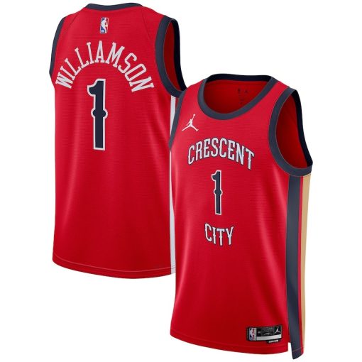 Jordan New Orleans Pelicans #1 Zion Williamson Unisex Swingman Jersey - Statement Edition - Red - Image 3