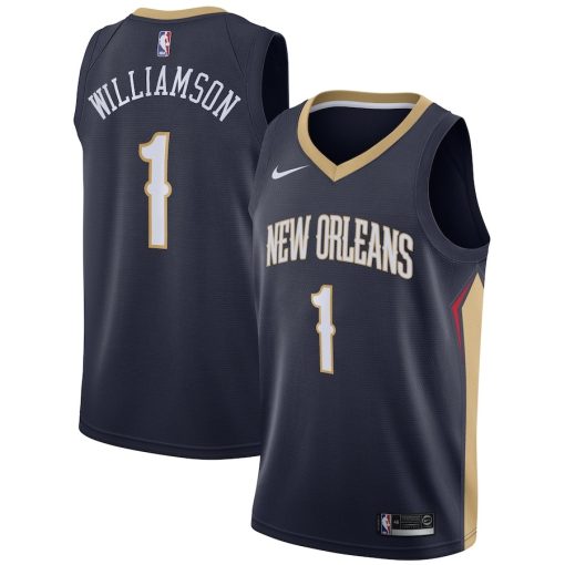 Nike New Orleans Pelicans #1 Zion Williamson 2019 NBA Draft First Round Pick Swingman Jersey Navy - Icon Edition - Image 3