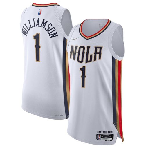 Nike New Orleans Pelicans #1 Zion Williamson 2021/22 Swingman Jersey - City Edition - White - Image 3