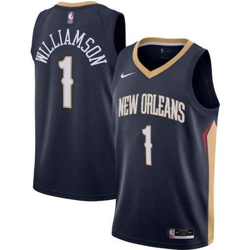 Nike New Orleans Pelicans #1 Zion Williamson Swingman Jersey - Navy - Icon Edition - Image 3