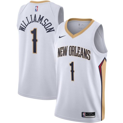 Nike New Orleans Pelicans #1 Zion Williamson Swingman Jersey - White - Association Edition - Image 3